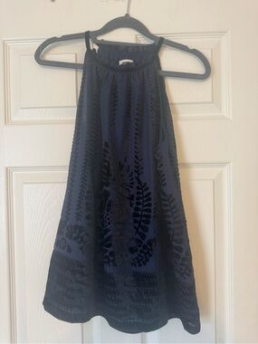 Max Studio Halter top with Velvet Floral Detail Sz S